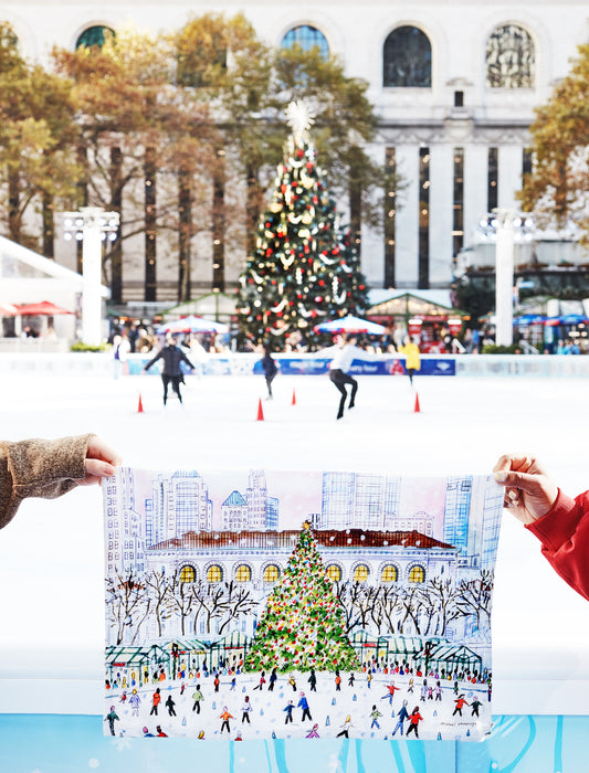 Winter in Bryant Park Tea Towel