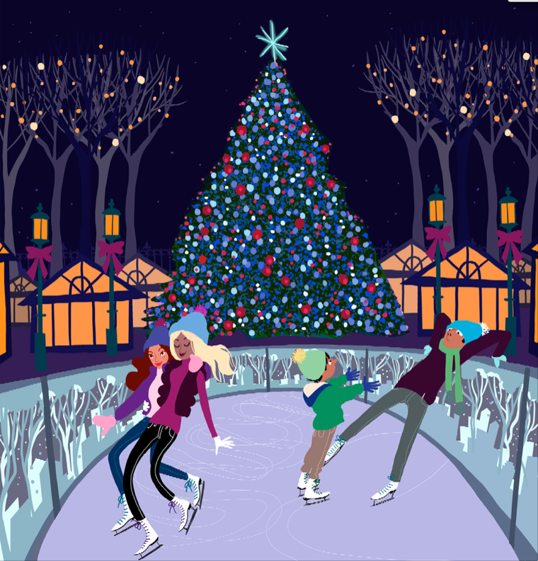 Rink Illustration Holiday Card